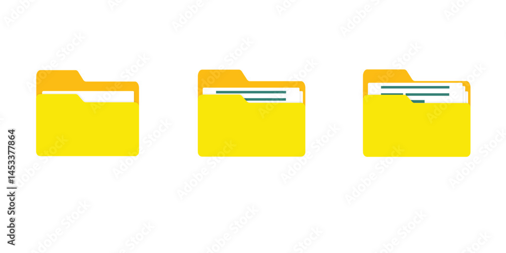 Poster file folders icons set. data file folders on white background. vector illustration.