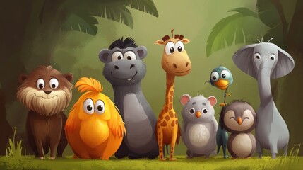 Fototapeta premium Cute jungle animals (50)