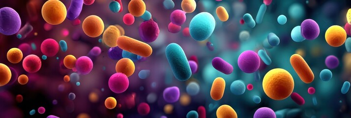 Colorful Bacteria Animation Set Against a Clean Clinical Background Showcasing Resistant Strains Under Laboratory Conditions Generative AI