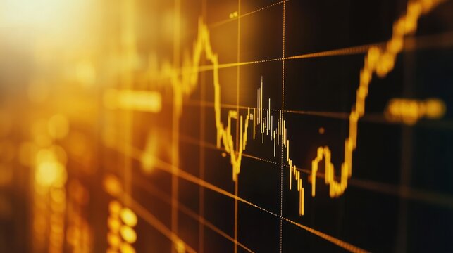 Golden glow finance chart depicting market volatility and economic trends