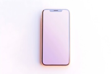 Rose gold smartphone with blank screen on white background