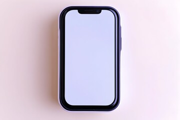 Smartphone with blank screen in protective case on light background