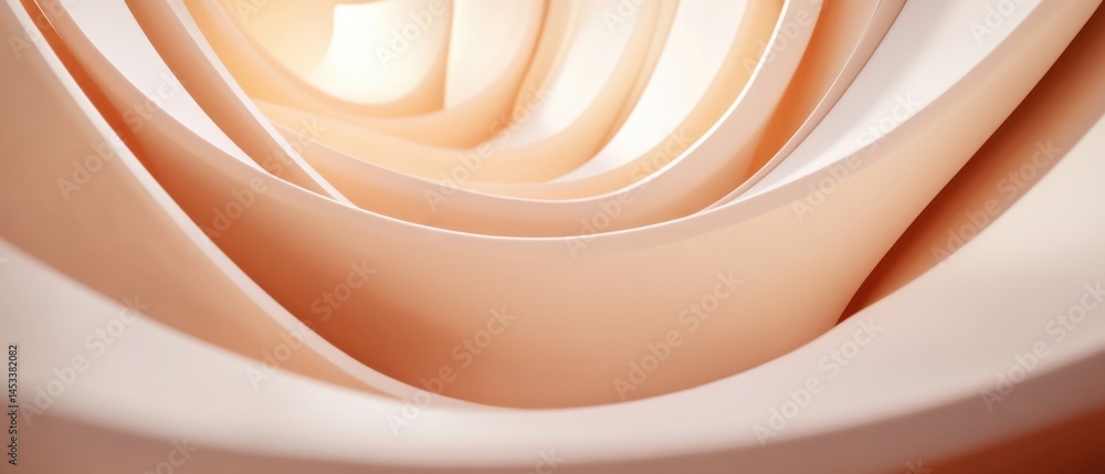 Poster abstract curves in peach and white create a modern and elegant design with smooth lines and soft sha