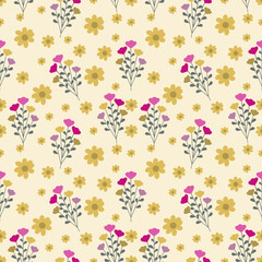 Floral seamless pattern ,flower branches seamless pattern , vector , illustration ,flowers pattern design Seamless flower pattern with colorful little flowers. Simple flat bright flowers background