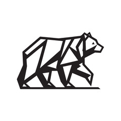 Origami Bear Logo – Modern Black and White Geometric Animal Design