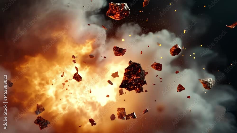 Poster Exploding abstract particles create a dramatic burst of color and light in a cosmic display, Abstract particles explosion, 3d