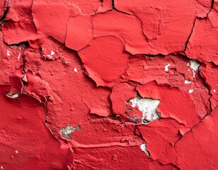 Fototapeta premium Red Cracked Wall Texture Background