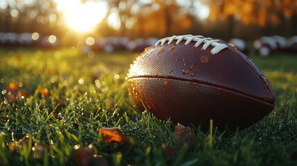 Autumn American Football Game at Sunset