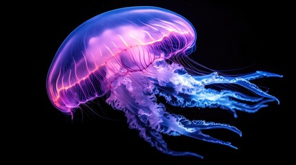 Vibrant Jellyfish Glowing in the Darkness