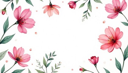 Obraz premium Delicate watercolor floral pattern on white background, blossom, style, nature