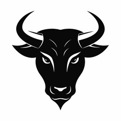 Animal black bull head vector on white background.