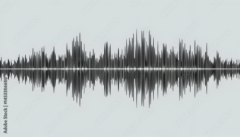Poster abstract sound waveform visualization gray scale audio frequency graphic