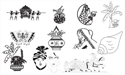 Wedding Invitation Card, Indian Wedding Ceremony . Indian Hindu Wedding Invitation Card, All elements are in separate layers color can be changed easily