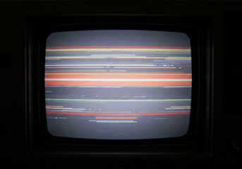 Television screen displaying numerous lines.