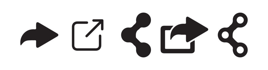 Black Share Link Button for Social Media Line and Silhouette Icon. Arrows Symbol Share Link for Web Site Outline Icon. Vector Illustration eps 10