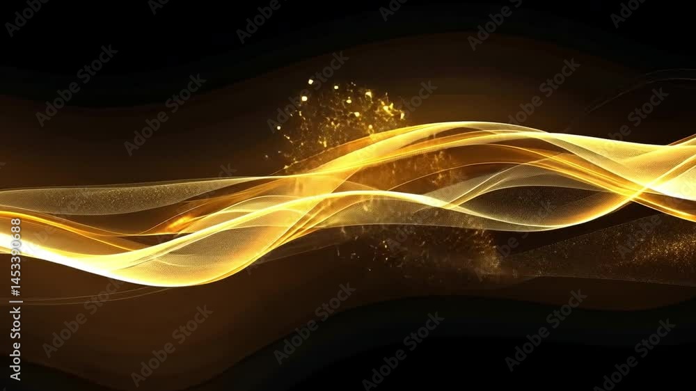 Poster elegant golden waves shimmering design of light and texture in mesmerizing background of particles a