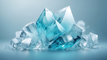 Crystal Ice Formation in Blue Tones