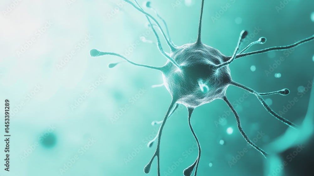 Poster detailed microscopic view of neuron cells in black and white, exploring neural connections cellular 