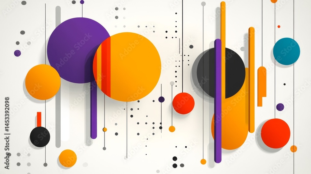 Poster dynamic abstract background, a colorful composition of circles and lines for modern design