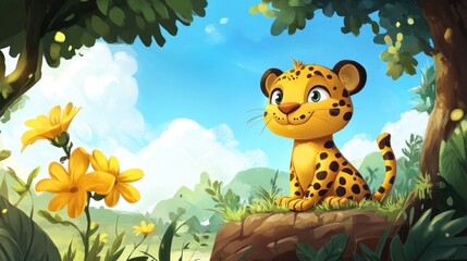 Cute leopard cub in jungle (1)