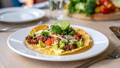 Taco at plate on the top table
