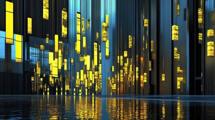 Fototapeta premium Futuristic City Night Lightscape.