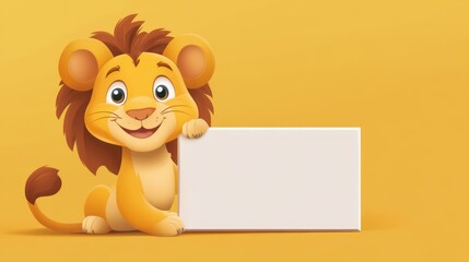 Cute lion cub holding blank sign (3)