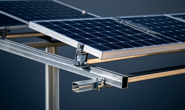 Solar panels mounted on a metal frame