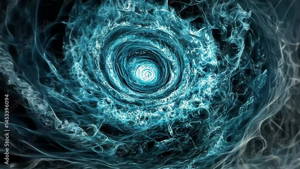 Poster vortex of blue smoke swirling in a dark background creates a mesmerizing visual effect, a vortex con