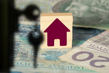 Keys to an apartment and banknotes Polish Zloty PLN