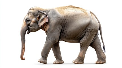 Obraz premium Walking Asian Elephant Isolated on White Background