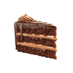 Delicious Chocolate Fudge Cake Slice with Caramel Filling and Ganache Drizzle