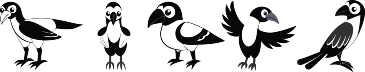 Stylized Birds Vector Set - Minimalist Animal Illustrations