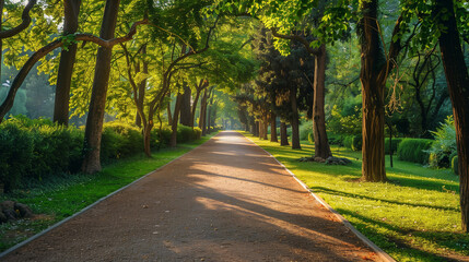Obraz premium footpath and trees in park 