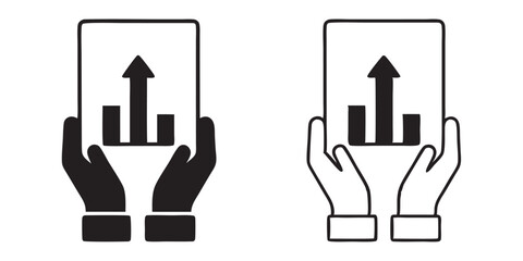 Vector growing graph icon on the hand, Business growth concept isolated on white background, Vector illustration