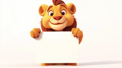 Cute lion holding blank sign (10)