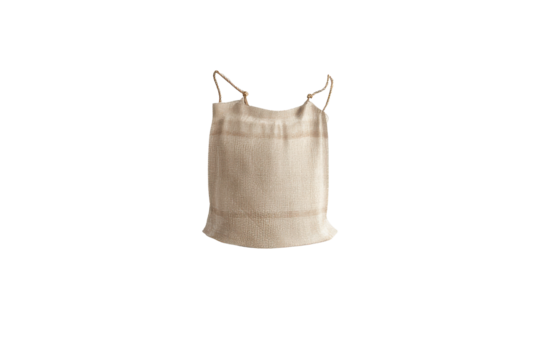 Reusable Burlap Sack with Drawstring Top on Transparent Background