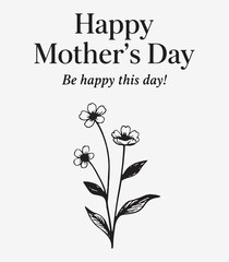 elegant vector mothers day greeting with hand-drawn flowers and muted gray palette