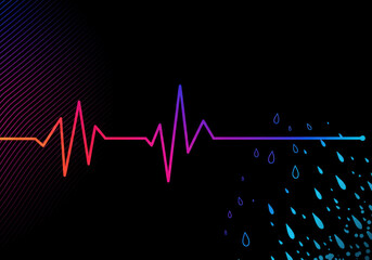 Fototapeta premium Rainbow-colored heartbeat line.