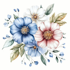 Floral Arrangement in Blue and Pink