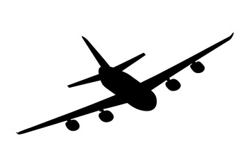Airplane black silhouette vector image for commercial aviation and travel industry design and graphics use