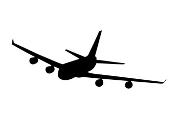 Airplane silhouette vector for travel and transportation related designs and commercial aviation projects use