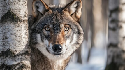 Fototapeta premium Wolf Portrait in a Winter Forest