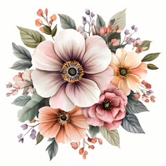 Watercolor Floral Bouquet Painting