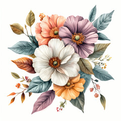 Watercolor flower arrangement art