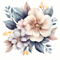 Watercolor Floral Bloom Arrangement