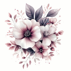 Pastel floral bouquet, soft style.