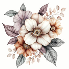 Floral bouquet of painted blossoms