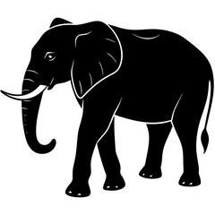 A elephant silhouette on white background