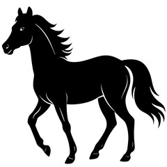 A horse silhouette on white background